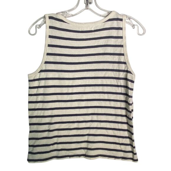Madewell Blue White Striped Knit Tank Top With Pocket - Picture 5 of 5